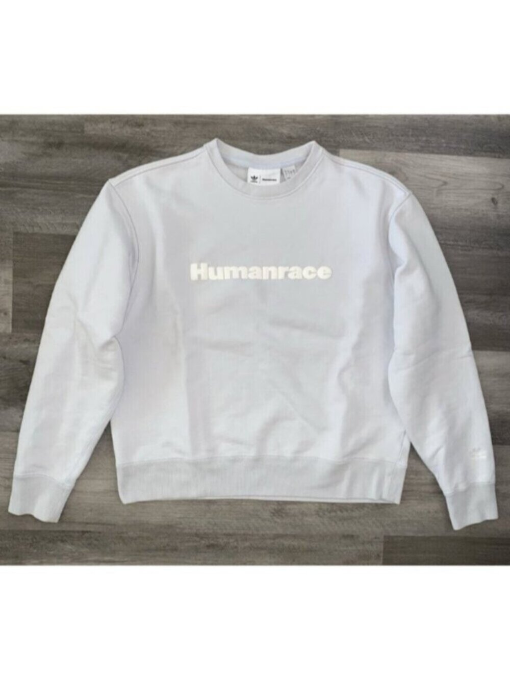 Adidas Pharrell HumanRace 100% Cotton Sweatshirt Pullover Light Blue Crew Large